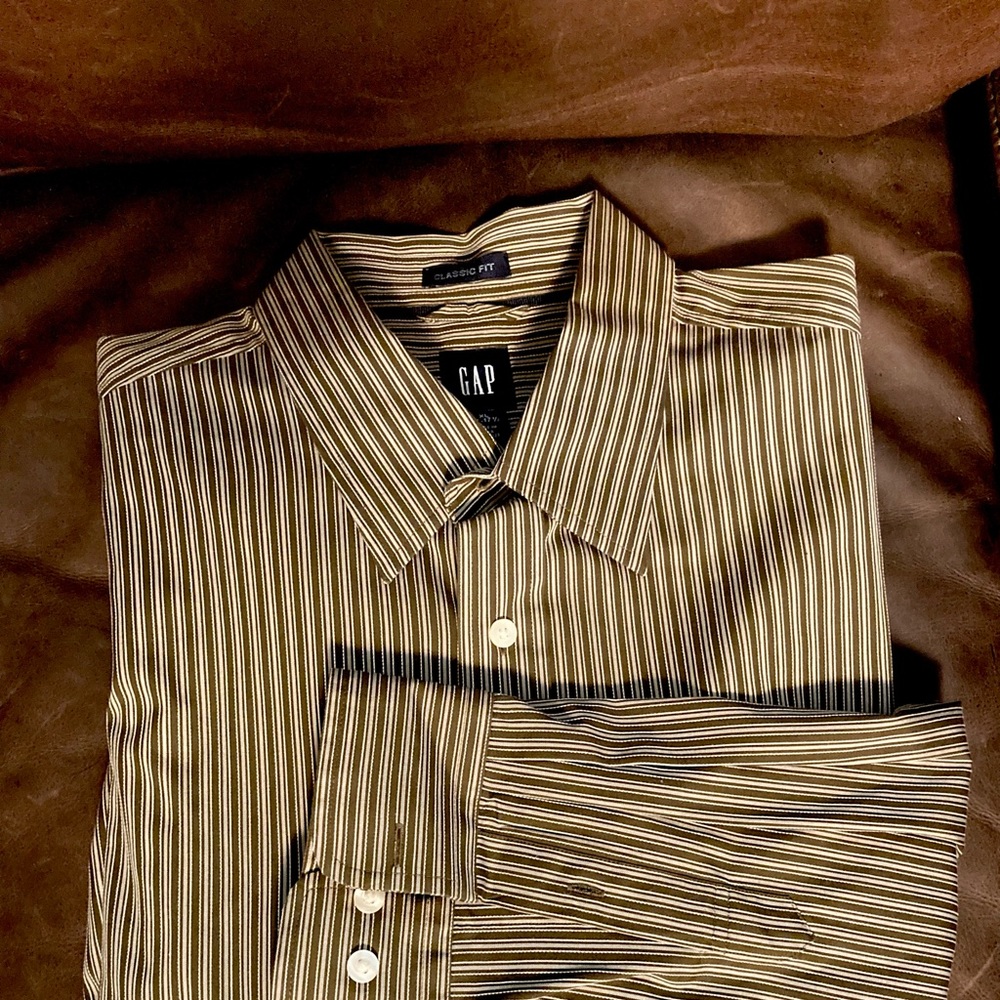 Gap dress shirt. Tan and sage striped.